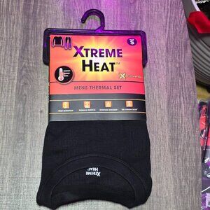 Xtreme Heat Mens Thermal Underwear Set Insulated Shirt & Long Johns, Black Small